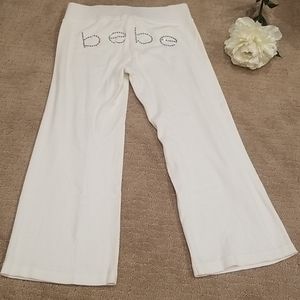 Bebe Wide Leg Cropped Rhinestone Pant